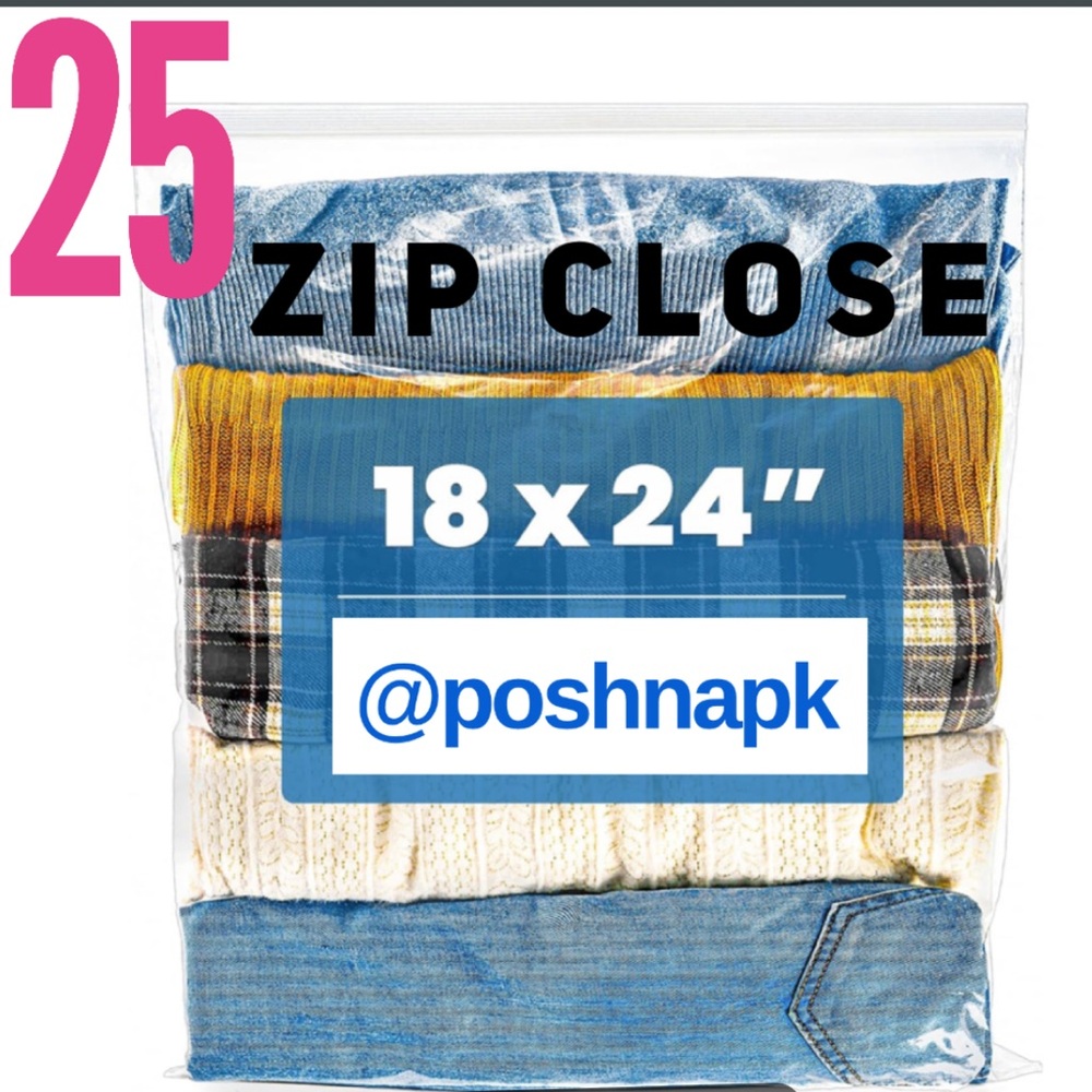 25 XLarge Clear Zip Poly Bags 18 x 24 inch